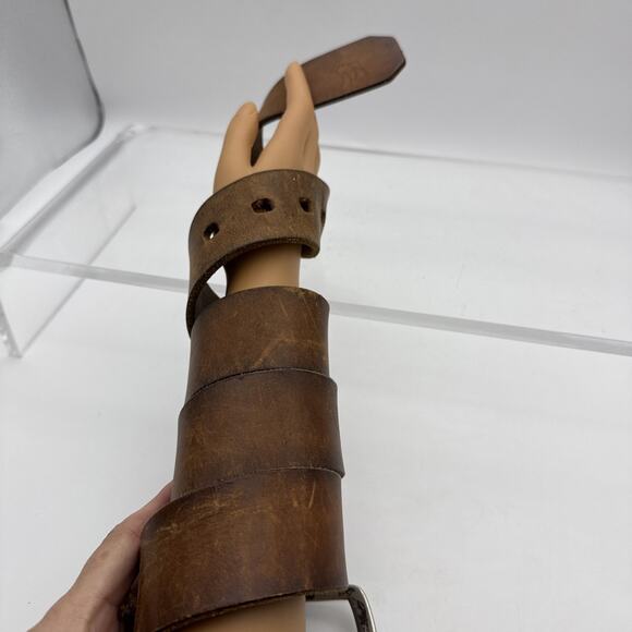 Item is SOLD Vintage Y2K Abercrombie & Fitch Brown Leather Belt Solid Brass - Picture 3 of 9